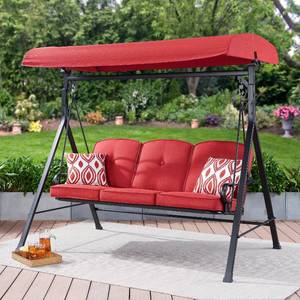 lot 10616 image: Mainstays Carson Creek Outdoor 3-Seat Porch Swing with Canopy, Red