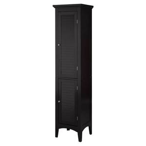 lot 10641 image: Elegant Home Fashions Sicily Linen Tower with 2 Shutter Doors, Dark Espresso
