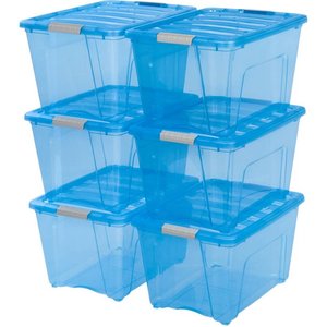 lot 10644 image: IRIS USA 54 Qt Storage Box with Latches, Blue, 6 Pack