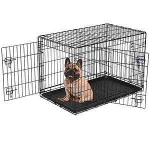 lot 10645 image: Vibrant Life Double-Door Folding Dog Crate with Divider, 24