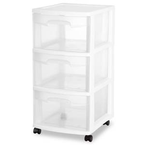lot 10647 image: Sterilite 3 Drawer Cart White