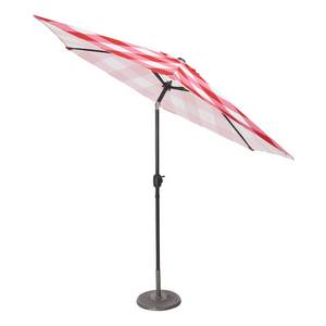 lot 10653 image: Mainstays 9 Gingham Market Patio Umbrella, Red and White