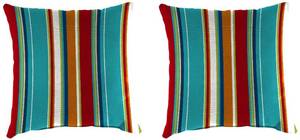 lot 10671 image: Jordan Manufacturing Covert Outdoor Square Toss Pillows, Fiesta Stripe, 16L x 16W, Set of 2