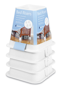 lot 10683 image: Whitmor Bed & Furniture Risers - Set of 4 - White - 6.375 x 6.375 x 6.0