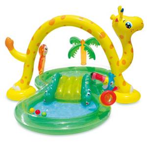 lot 10697 image: Summer Waves� Inflatable Jungle Play Center Pool with Slide, 101 x 75 x 50