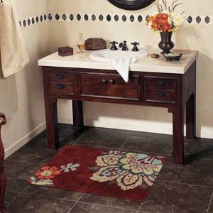 lot 10734 image: Better Homes & Gardens Red Jacobean Bath Rug, 1 Each