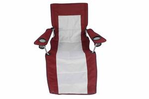 lot 10755 image: Ozark Trail Compact Folding Reclining Chair with Cup Holders, Red