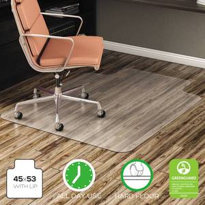 lot 10760 image: Deflecto EconoMat 45 x 53 Chair Mat for Hard Floor, Rectangular with Lip