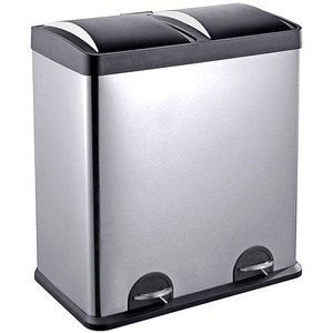 lot 10762 image: Step N Sort 16-Gallon 2-Compartment Trash and Recycling Bin - Available in Multiple Colors.