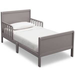 lot 10778 image: Delta Children Epic Wood Toddler Bed with Attached Guardrails, Grey
