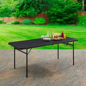 lot 10629 image: Mainstays 6 Foot Bi-Fold Plastic Folding Table, Black