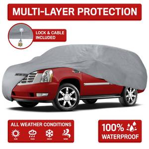 lot 10722 image: Motor Trend 4-Layer 4-Season Auto Waterproof Outdoor UV Protection for Heavy Duty Use Full Car Cover for Vans, Suvs, Crossovers (4 Size)