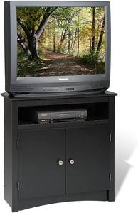 lot 10781 image: Prepac Sonoma Corner TV Cabinet, Black