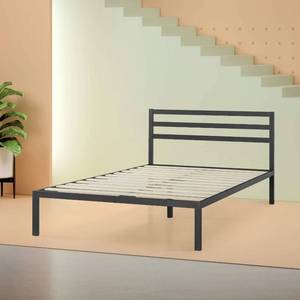 lot 11 image: Zinus Mia Modern Studio 14 Inch Platform 1500H Metal Bed Frame With Headboard, Queen