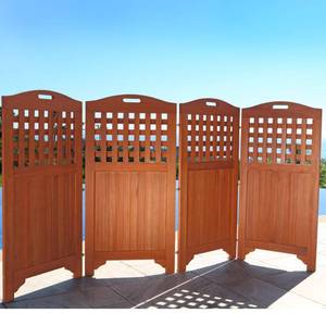 lot 10813 image: Vifah 48 Outdoor Acacia Privacy Screen with 4 Panels