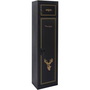 lot 10799 image: American Furniture Classics 5-Gun Metal Security Cabinet with Separate PistolAmmo Area