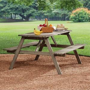 lot 10806 image: Mainstays Martis Bay Wooden Picnic Table Outdoor, Gray