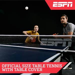 lot 10811 image: ESPN Official Size 18mm 2 Piece Indoor Table Tennis, Table Cover, BlueWhite