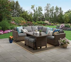 lot 10820 image: Better Homes & Gardens Brookbury 5-Piece Patio Wicker Sectional Set
