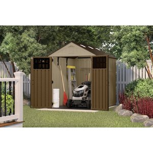 lot 10821 image: Suncast Everett� Storage Shed for Backyard, Vanilla, 6x8, 306 cu. ft