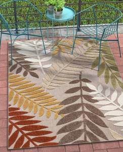 lot 10824 image: Well Woven Ella Floral Beige IndoorOutdoor Area Rug 8x10 (710 x 910) High Traffic Stain Resistant Modern Carpet