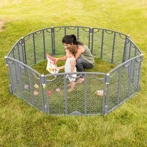 lot 10878 image: Evenflo Versatile Playspace IndoorOutdoor Gate, Cool Gray
