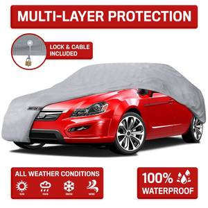 lot 10791 image: Motor Trend 4-Layer 4-Season Waterproof Outdoor UV Protection for Heavy Duty Use Full Cover for Cars