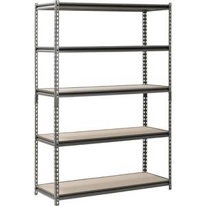 lot 10881 image: Muscle Rack 48 W x 18 D x 72 H, 5-Shelf Steel Shelving, Silver-Vein