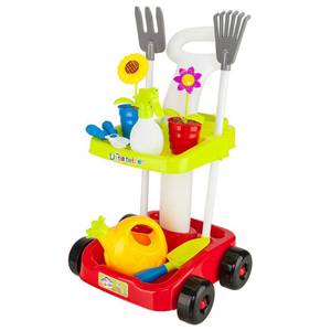 lot 10884 image: Home Garden Tool Set for Kids Toys w  cart to carry your favorite tools. Multicolor