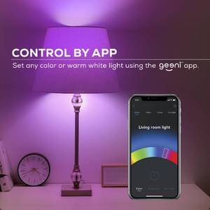 lot 10913 image: Merkury Innovations A21 Smart Color Light Bulb, 75W Equivalent, Requires 2.4 GHz Wi-Fi, 2 Pack