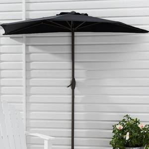 lot 10927 image: Mainstays Hillwood 7 Black Half-Round Patio Umbrella