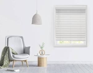 lot 10852 image: Richfield Studios 2.5 Cordless Faux Wood Blinds, White 51 12 X 48