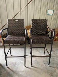 lot 10935 image: WICKER BAR STOOLS SET OF 2