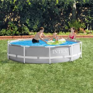 lot 10963 image: Intex 26700EH 10ft x 30in Prism Metal Frame Above Ground Backyard Swimming Pool