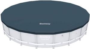 lot 10955 image: Bestway 58356E Round PVC 20 Foot Pool Cover for Above Ground Pro Frame Pools