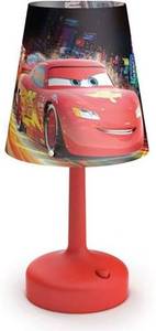 lot 10945 image: Philips Disney Cars Indoor Portable 10 Inch Kids Table Lamp with Shade, Red