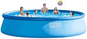 lot 10967 image: Intex 18ft X 48in Easy Set Pool Set with Filter Pump, Ladder, Ground Cloth & Pool Cover