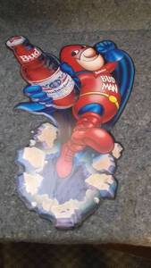 lot 25 image: Vintage 1989 Budweiser Bud Man Metal Sign
