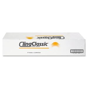 lot 401 image: AEP Industries Inc Cling Classic Cutter Box PVC Food Wrap Clear, 2000 Length x 24 Width x 35 ga Thickness 1 Roll