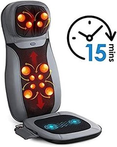 lot 425 image: INTEY Shiastu Massage Chair Pad Acupressure Therapy Back Massager Cushion with Heat and Hip Vibration for Home, Car, Office to Use -