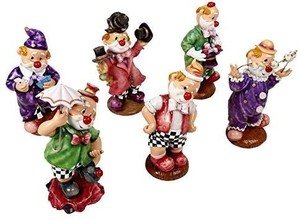 lot 430 image: Truu Design CTG Decorative Porcelain Collectible Set for Holidays and Events, 6 Styles, 10 inches, Multicolor Clown Figurines