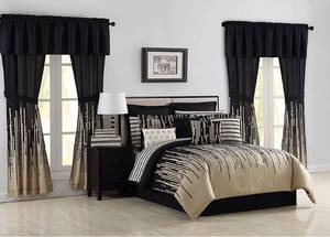 lot 440 image: Alcove Gilda Bedroom Comforter Set 30 Piece - Gold - Size Cal King