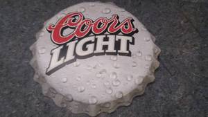 lot 486 image: Coors Light Bottle Cap Metal Sign