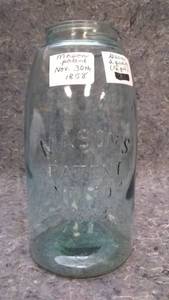 lot 7228 image: Antique Green 2 quart Mason Patent Nov 30th 1858 Jar