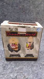 lot 7247 image: Certified International Dinner Is Served Figurine Salt & Pepper Set Boxed