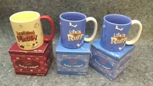 lot 7255 image: Three Pet Themed Coffee Mugs