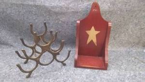 lot 7265 image: Two Decorative Wine Display Racks - One metal, One wood