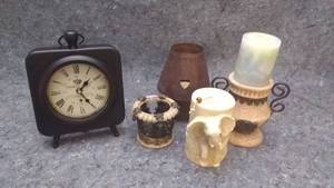 lot 7278 image: Decorate Clock, Candle Holders, and Candles