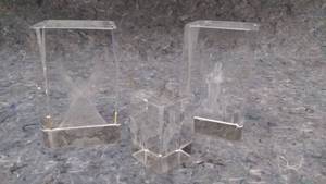 lot 7296 image: Three 3D Laser Crystals - Horse and Two Angels