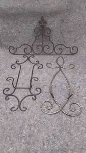 lot 7307 image: Two Decorate Metal Wall Plate Displays and Decorative Wrought Iron Piece